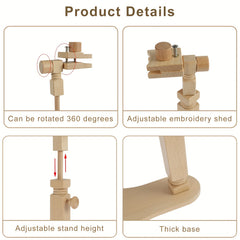 Adjustable Wooden Embroidery Hoop Stand Hands Cross Stitch Holder