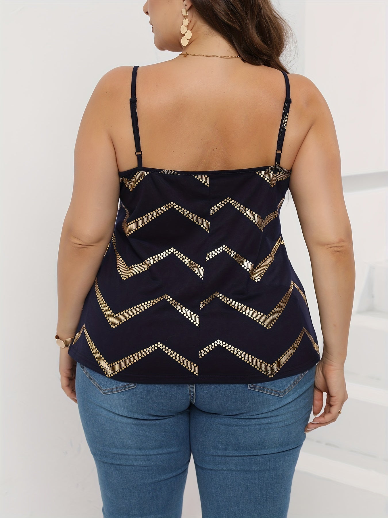 Metallic Graphic Print Cami Top