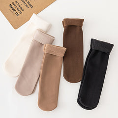 5 Pairs Fuzzy Crew Socks Women's Stockings & Hosiery