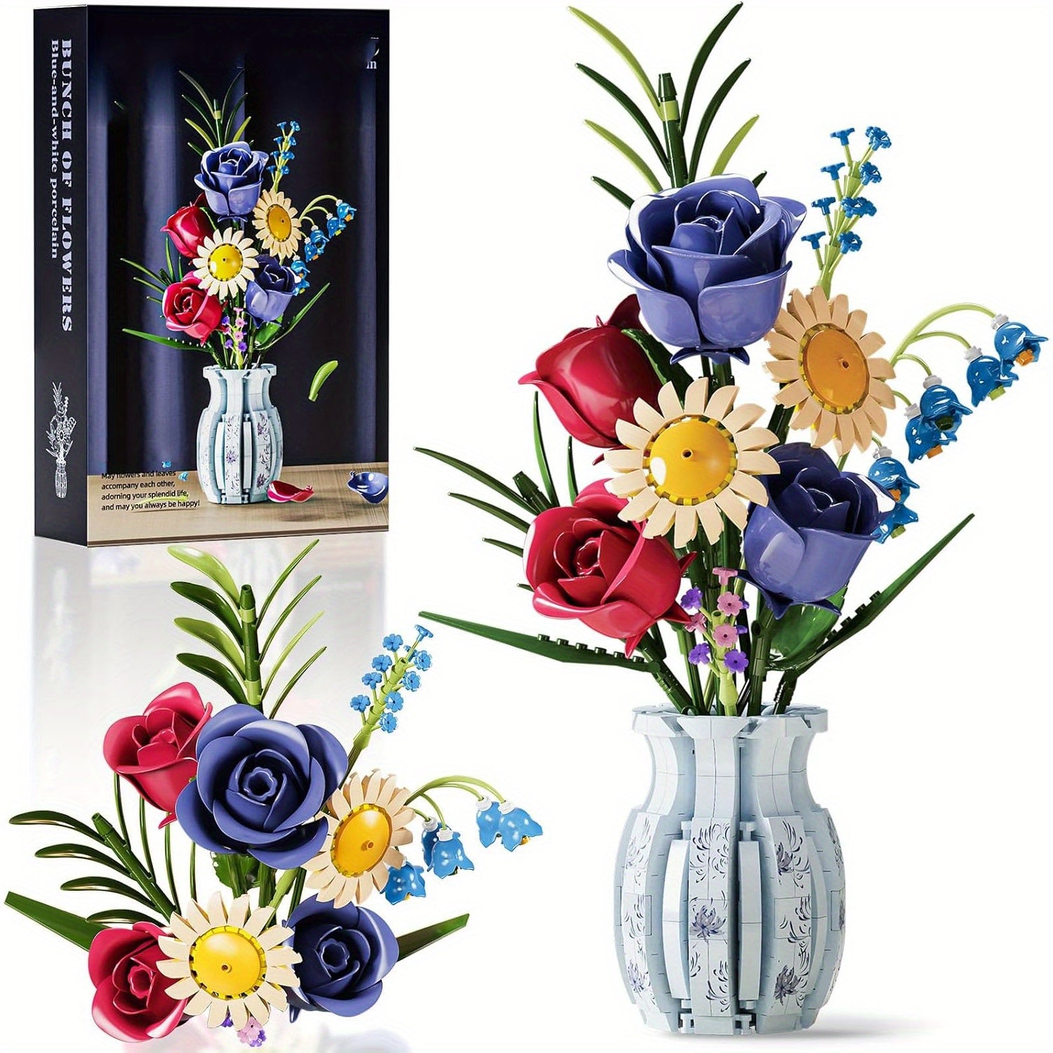 Flowers Bouquet Building Set Artificial Decor for Home Office