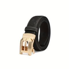 Men's Leather Cowhide Belt B Letter Buckle Adjustable Belt