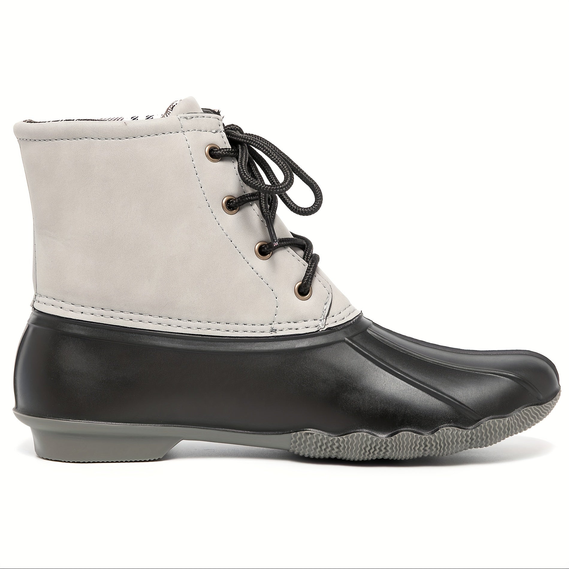 Waterproof PVC Duck Boots Lace Up Flat Non Slip Rain Snow Boots