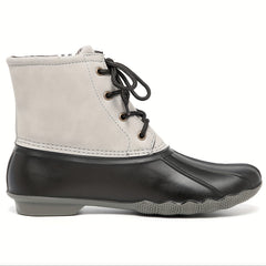 Waterproof PVC Duck Boots Lace Up Flat Non Slip Rain Snow Boots
