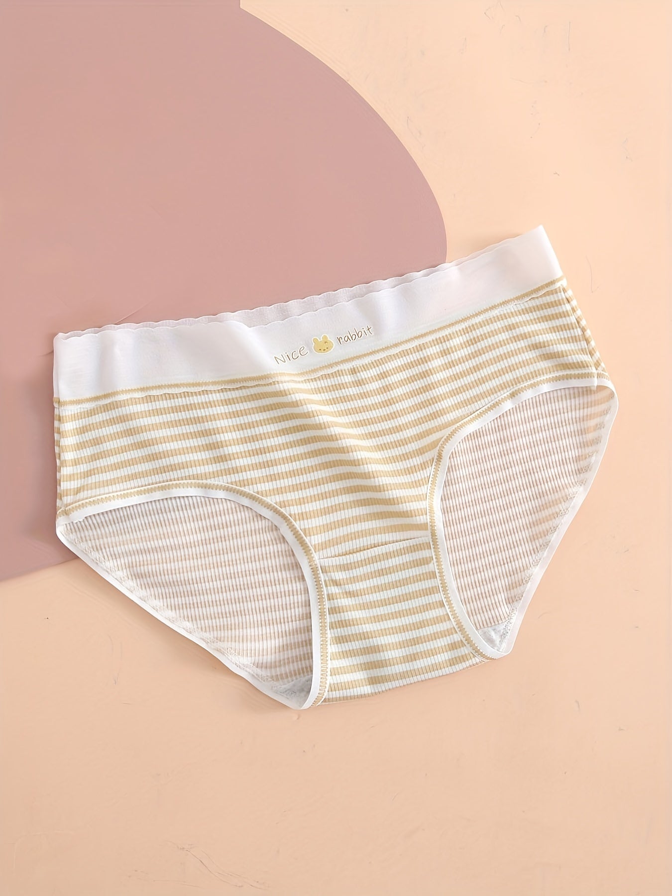 5pcs Bunny Print Striped Briefs Women's Lingerie & Underwear