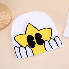 Fashionable Ear Protection Sport Knit Beanie Hat with Star Print