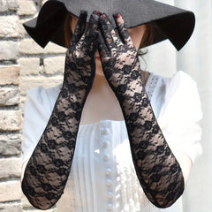 Floral Wedding Gloves Elbow Length Flapper Accessories