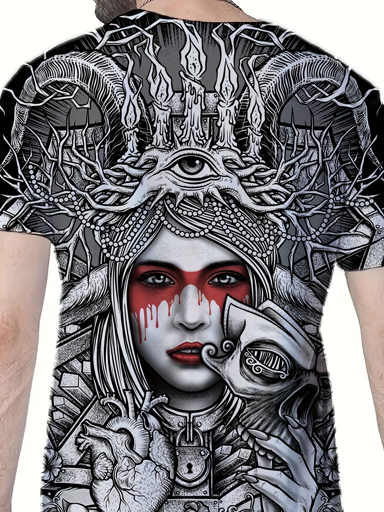 Men's Street Style Portrait Print Tee Shirt for Summer