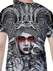 Men's Street Style Portrait Print Tee Shirt for Summer