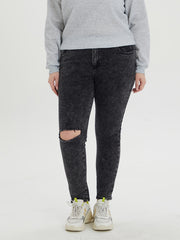 Ripped Button Fly High Stretch Jeans