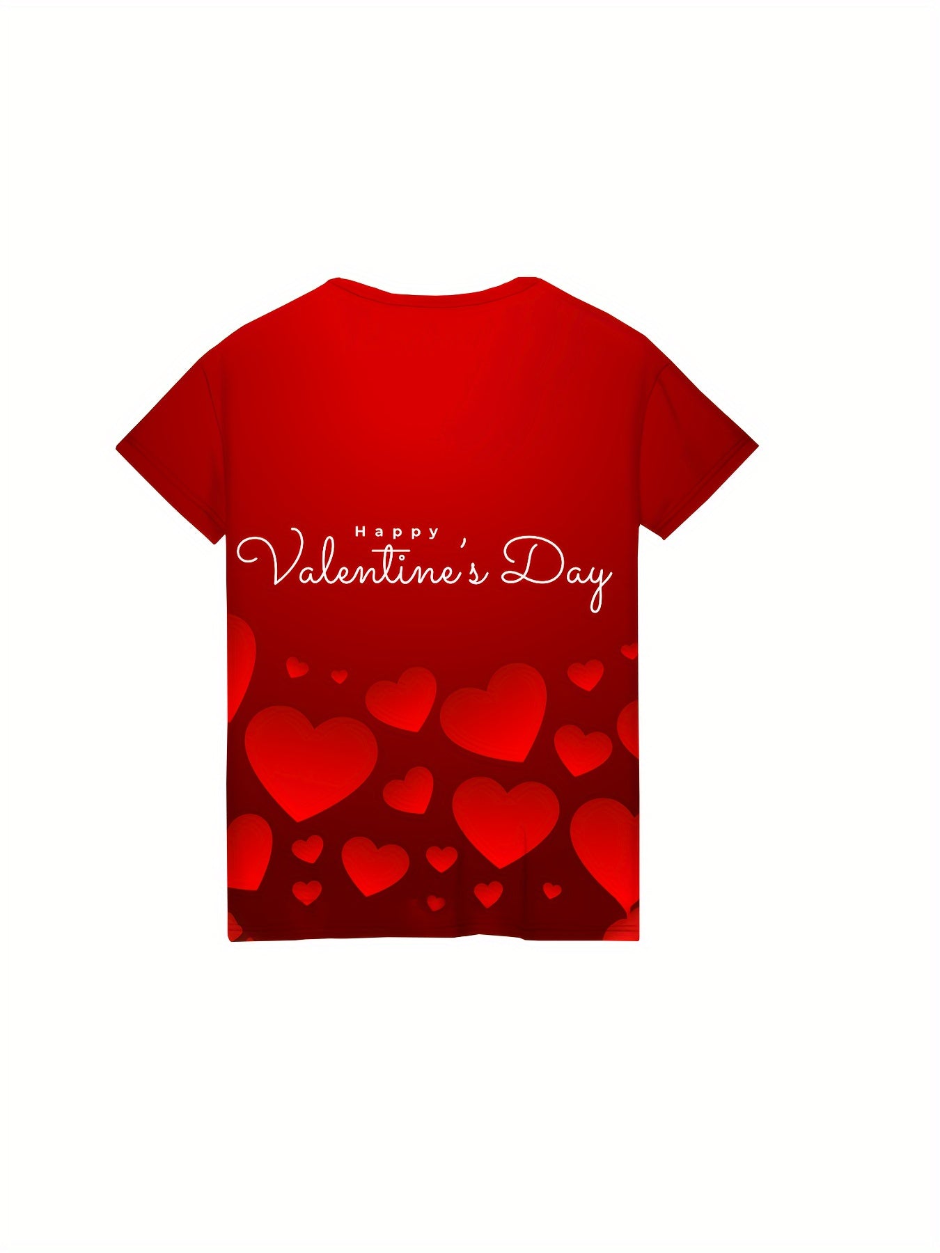 Heart & HAPPY Print Short Sleeve T shirt For Girls Summer Clothes