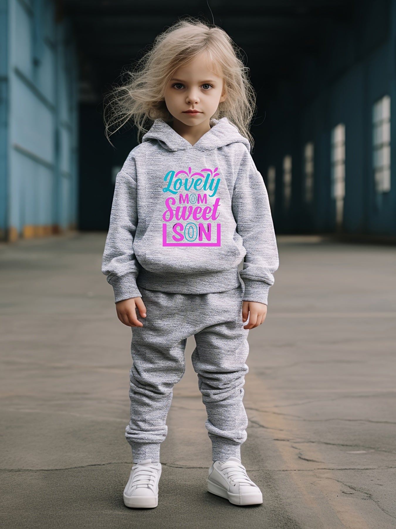 OERYUI Girls boys 2pcs Hooded Pullover Pants Set Spring Fall Gift