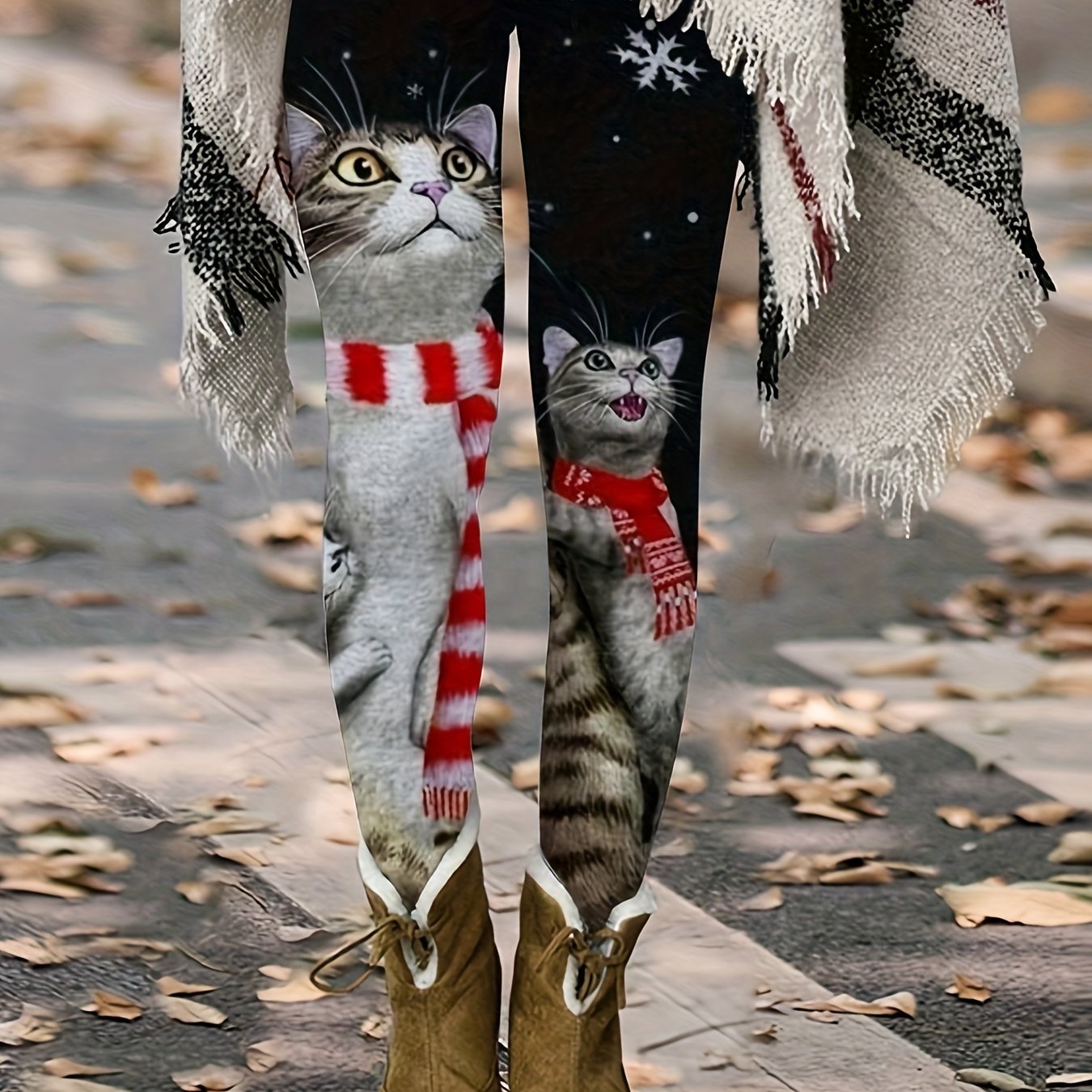Women's Cat Print High Rise Leggings