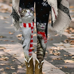 Women's Cat Print High Rise Leggings