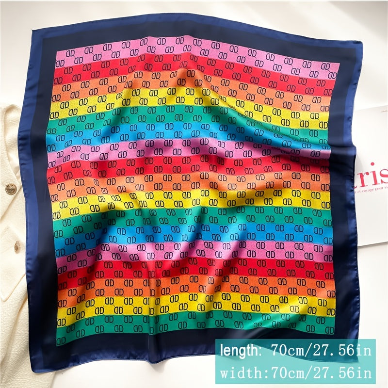 Vintage Gradient Block Alphabet Square Scarf Full Shawl Women