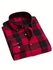 Plaid Print Button Up Shirt Men's Spring Summer