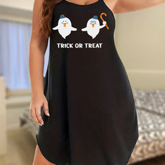 Halloween Nightdress Women's Plus Funny Ghost & Letter Print