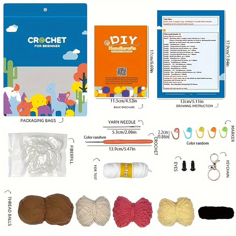 English Top Hat Dog Doll Crochet Kit DIY Knitting Supplies