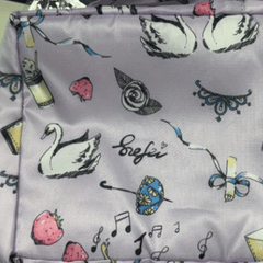 Note & Crown Pattern Square Makeup Bag Toiletry Organizer