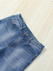 Girls Ripped Skinny Jeans Zipper Fly Stretch Denim Pants