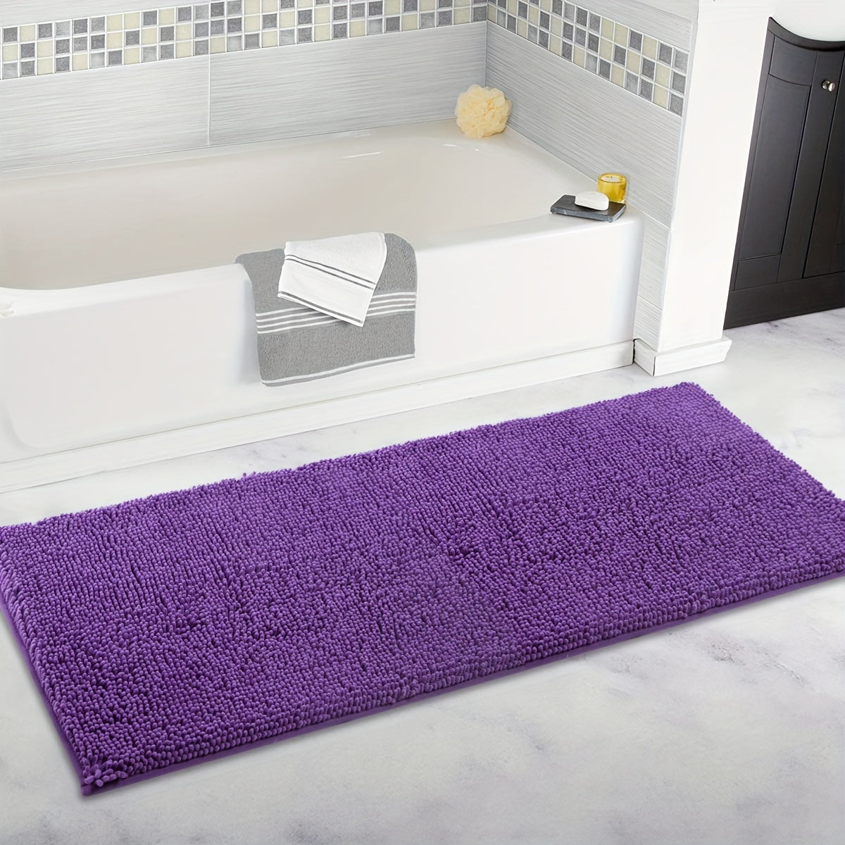 Purple Solid Non-slip Bathroom Floor Mat
