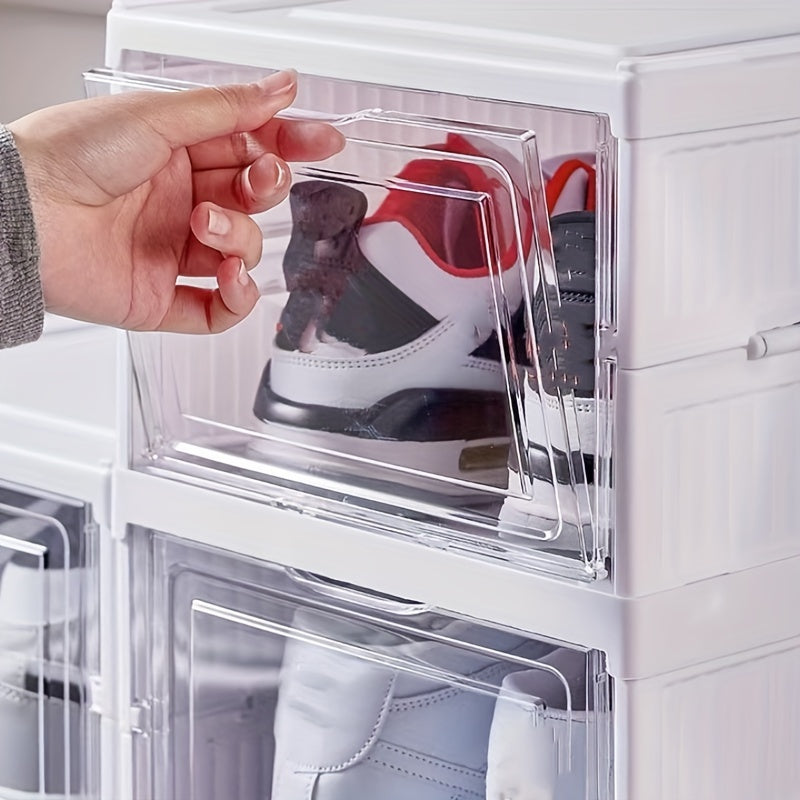 Folding Shoe Box With Door Dustproof Shoes Storage Box Household Organizer