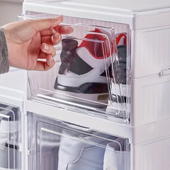 Folding Shoe Box With Door Dustproof Shoes Storage Box Household Organizer