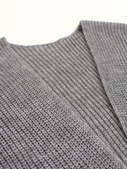 Solid Bat Sleeve Open Front Cardigan With Pockets