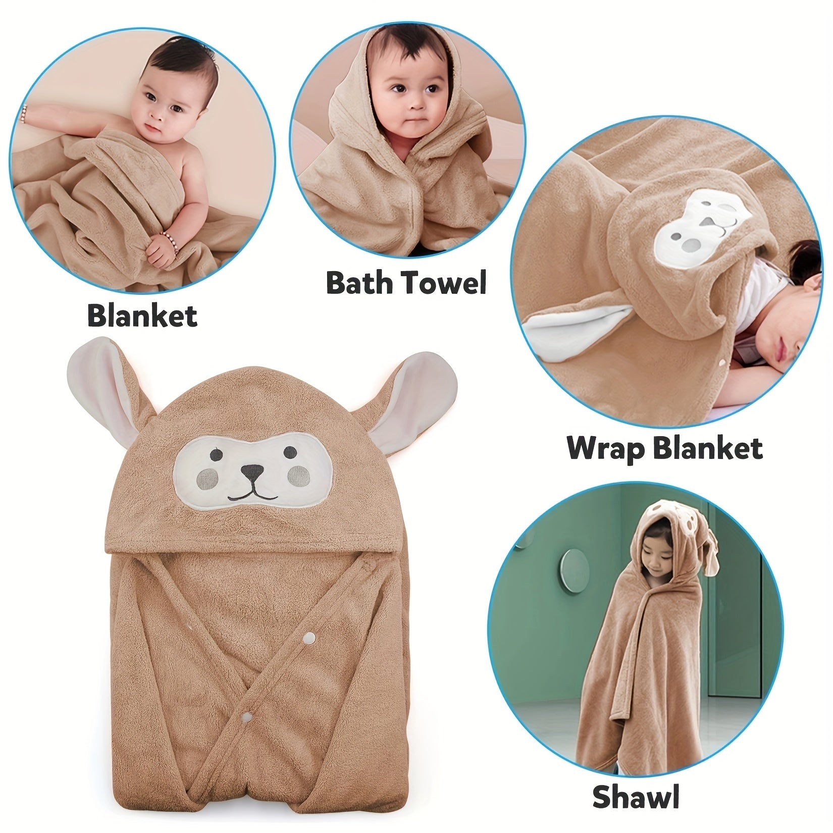 Newborn Baby Monkey Pattern Bath Towel