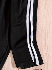 Toddler Girls Contrast Binding Sweatpants Elastic Waist Drawstring Casual Loose