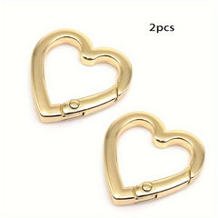 2pcs Heart Shaped Spring Buckle O Ring Openable Handbag Belt Strap