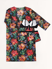 Tropical Print Bikini Set & Cover Up