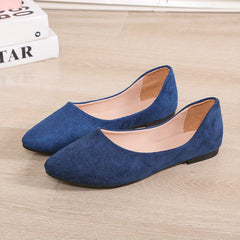 Women's Pointed Toe Ballet Flats Micro Suede Slip On Shoes