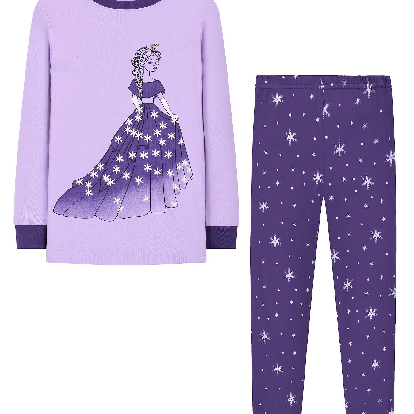 Cartoon Princess Pattern Pajama Set for Girls