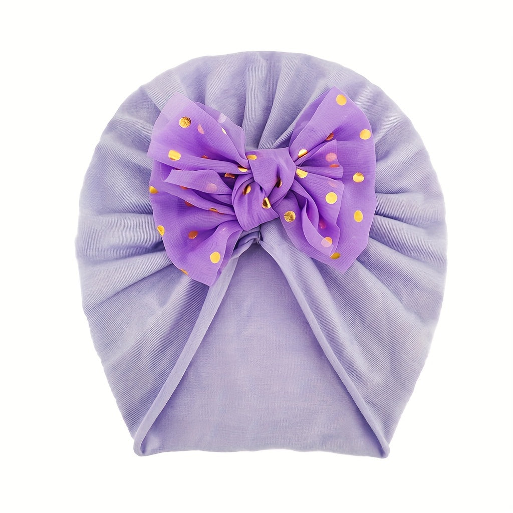 Bowknot Elastics Baby Hat Cap Polka Dot Beanie In Candy For Boys And Girls