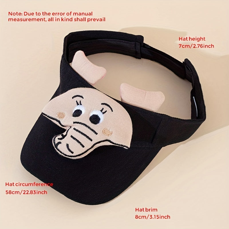Animal Patch Visor Hat Lightweight Cartoon Sun Hat Women Casual Sunscreen Ponyta