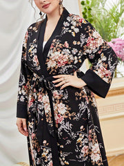 Colorblock Floral Print Maxi Wrap Dress