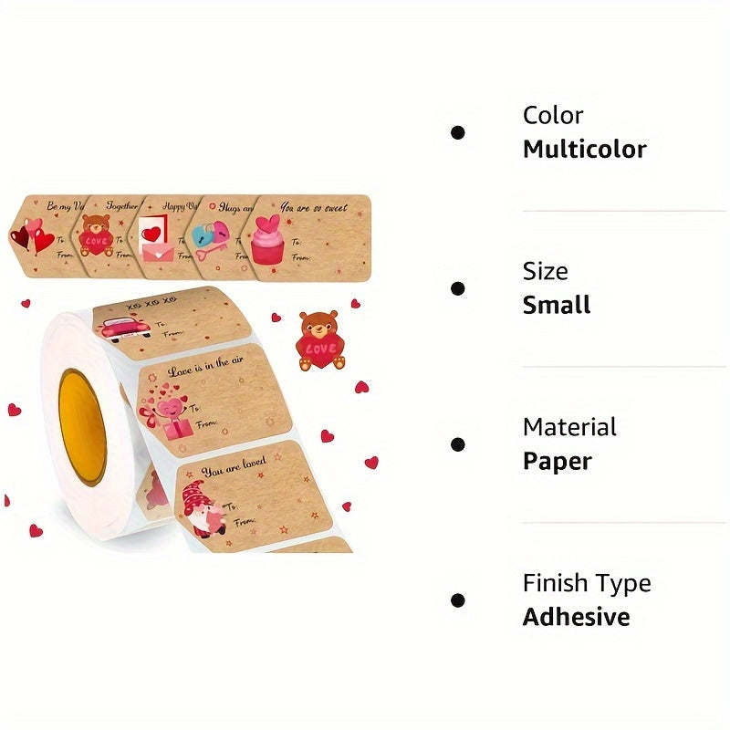 250 Heart Stickers Roll Gift Series Adhesive Sticker Labels