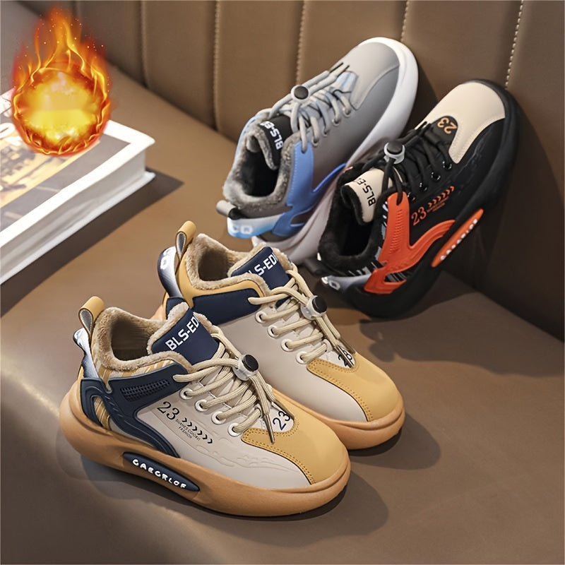 Boys Chunky Shoes Warm Lining Comfy Non Slip Casual Sneakers