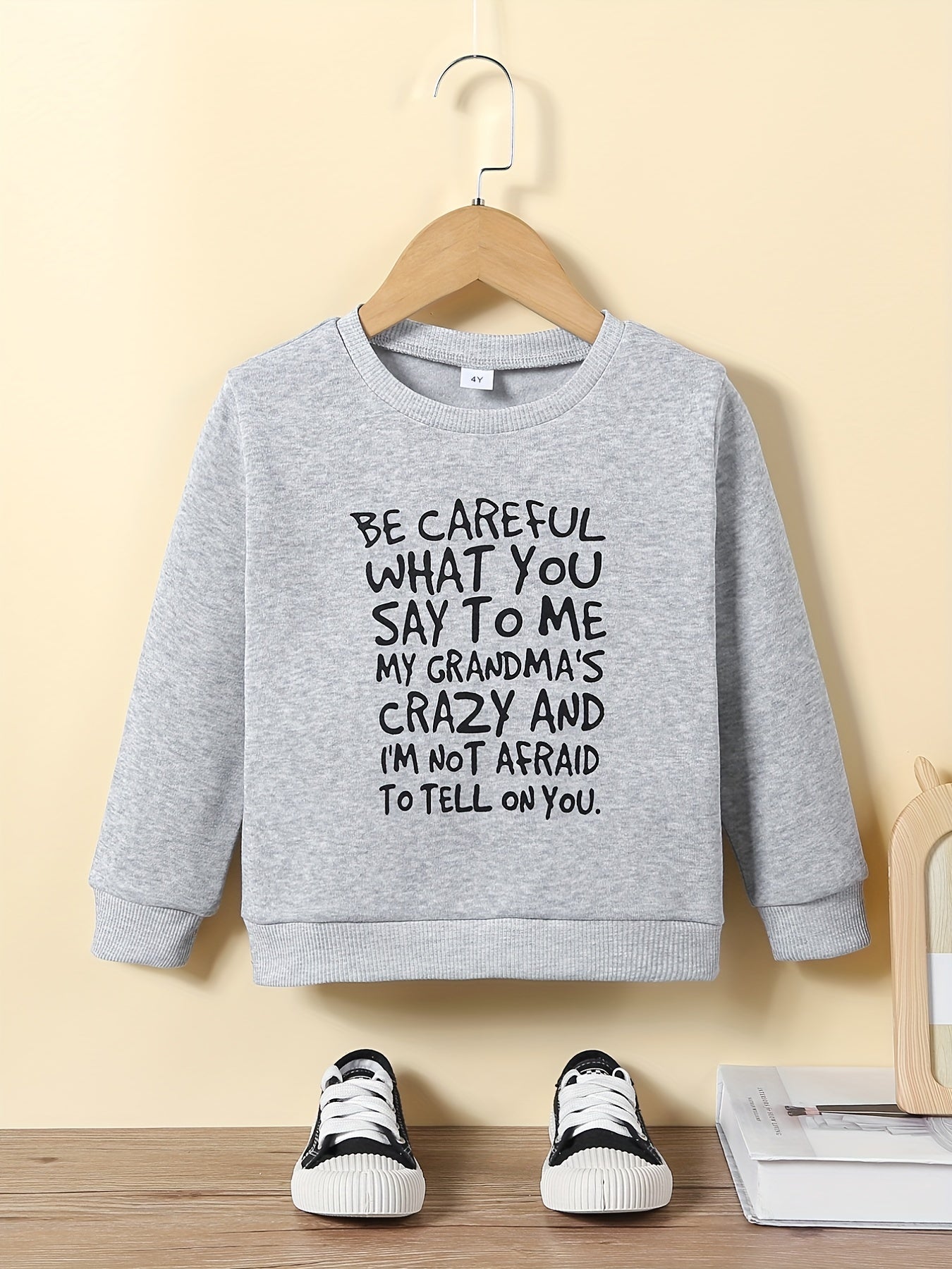 Boy's Novelty Letter Print Sweatshirt Long Sleeve Top
