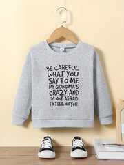Boy's Novelty Letter Print Sweatshirt Long Sleeve Top