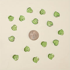 100 Pcs Green Acrylic Leaf Pendant Loose Beads for Jewelry Making
