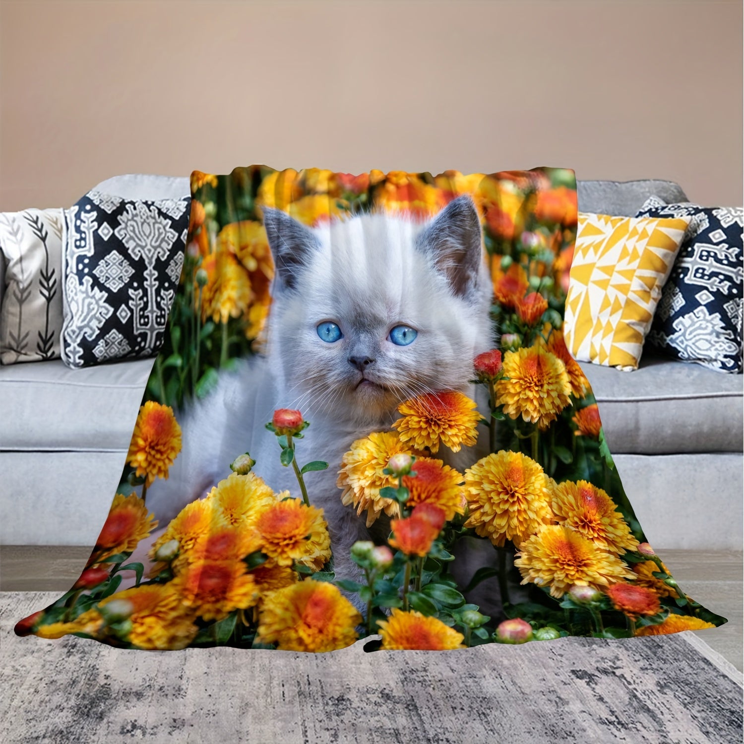 Cat Blanket Soft Lightweight Comfortable Blanket For Couch Bed Travel