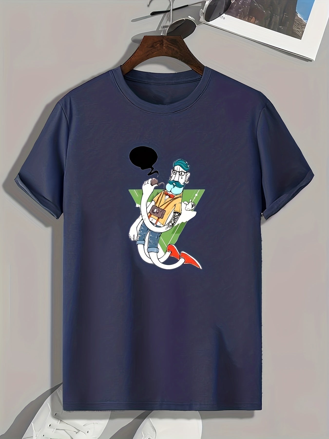 Cartoon Style Pattern Print Men's Comfy Sports T-shirt