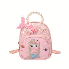 Casual Sequin Backpack Faux Pearl Beaded Starfish Decor