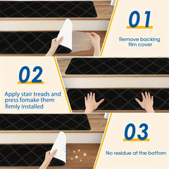 15pcs Stair Treads Carpet Non Slip Wood Stair Treads Rugs 20 X 76 Diamond
