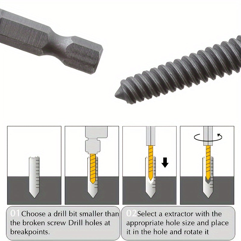 6pc Broken Screw Extractor Screw Remover Tool Set