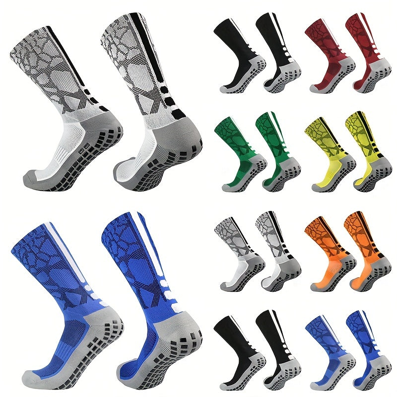 Silicone Mid Calf Athletic Socks Anti-Slip Sweat Absorbing Breathable