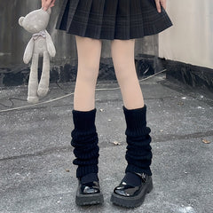 Rib Knit Leg Warmers Knee High Socks