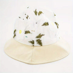 Flower Print Mesh Bucket Hat Thin Embroidery Basin Hat Sunscreen Fisherman Cap