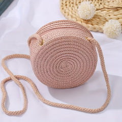 Kids Straw Crossbody Bag and Seaside Hat Set